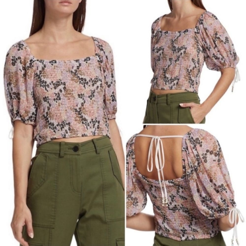Free People Back on top smocked crop top size large